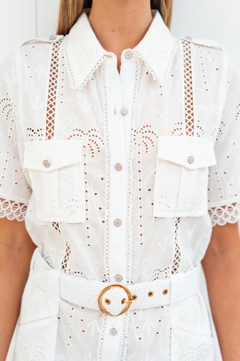 MARINE COTTON EYELET ROMPER