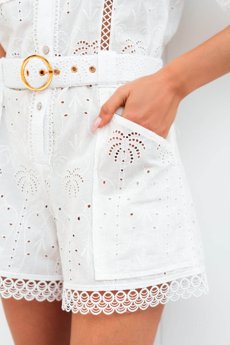 MARINE COTTON EYELET ROMPER