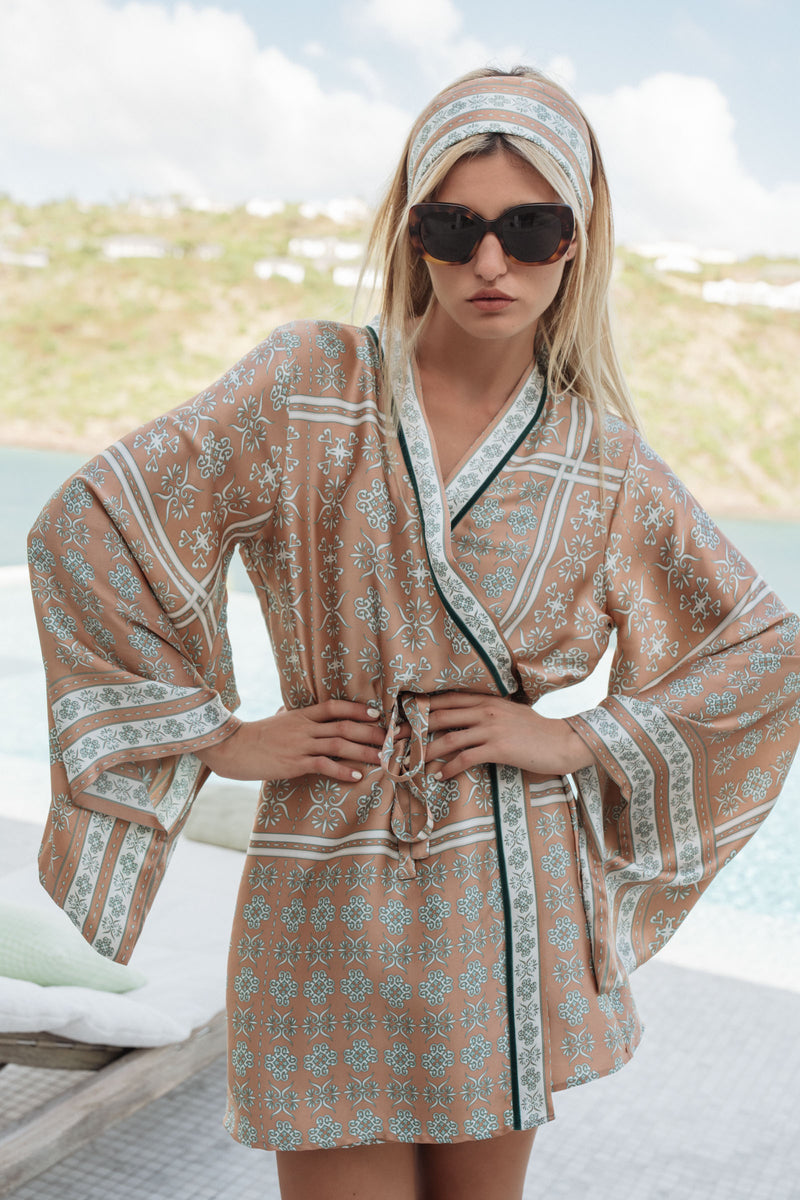 FABIANA SATIN SILK KIMONO