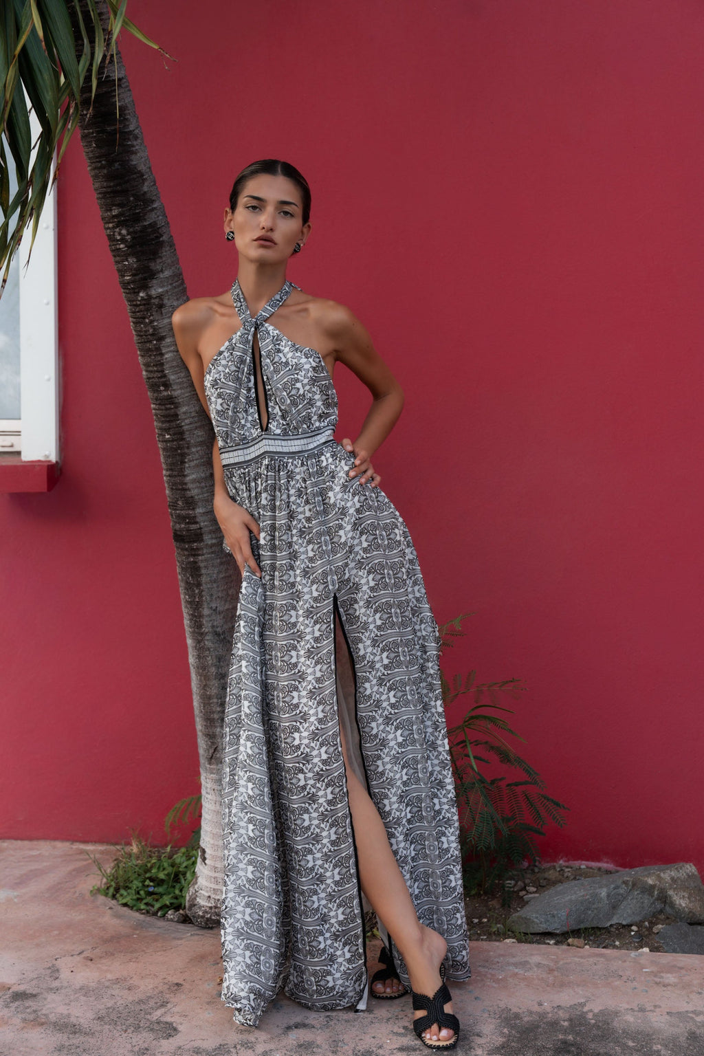 CELESTE CHIFFON SILK LONG DRESS