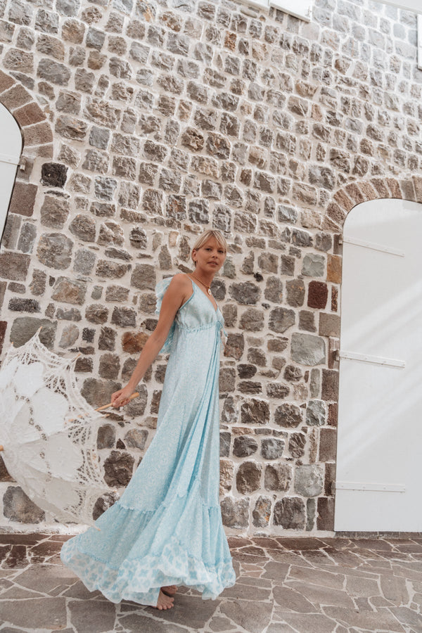 APRIL MIX SILK LONG DRESS