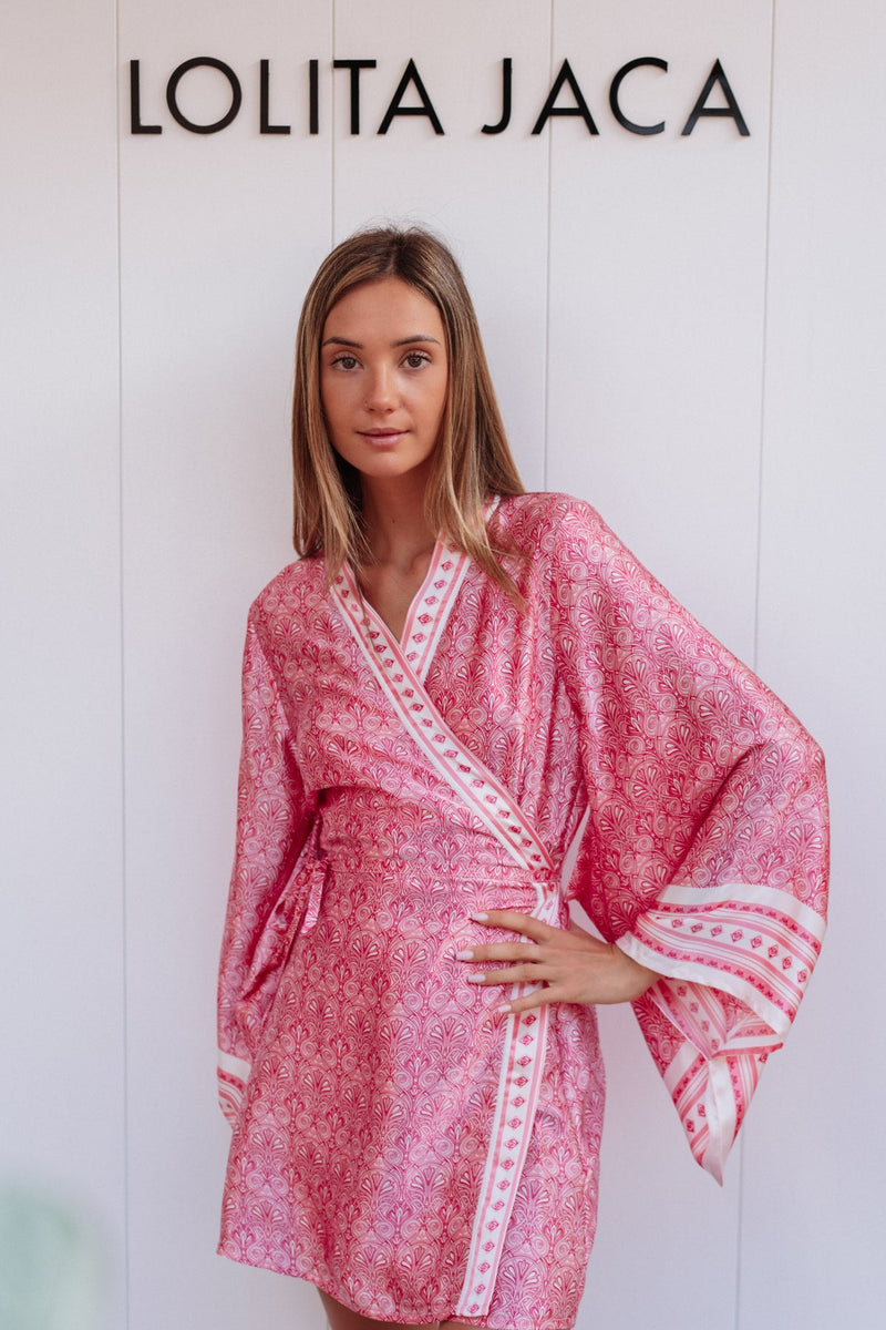 FABIANA SATIN SILK KIMONO